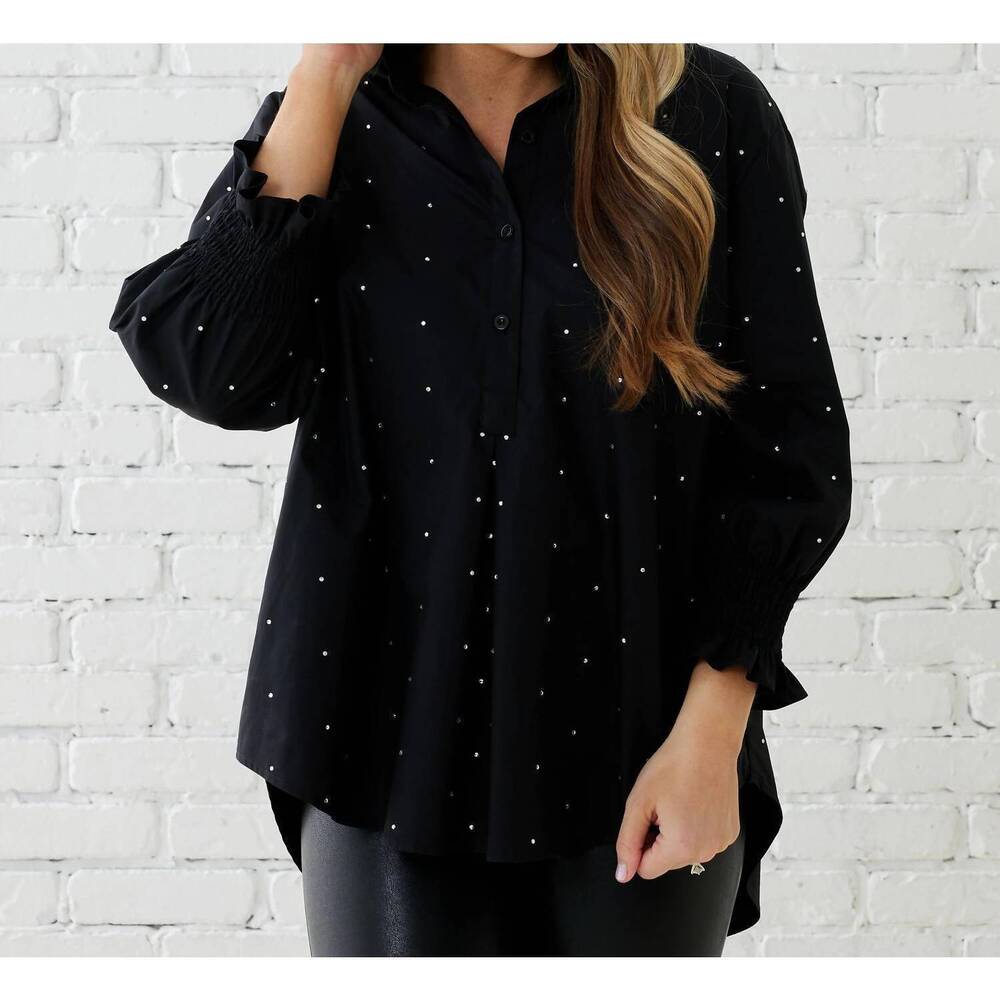 NEW CARYN LAWN kimberly sparkle top in black